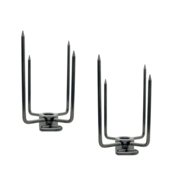 Spit forks secure meat in place when installed on a rotisserie spit rod.