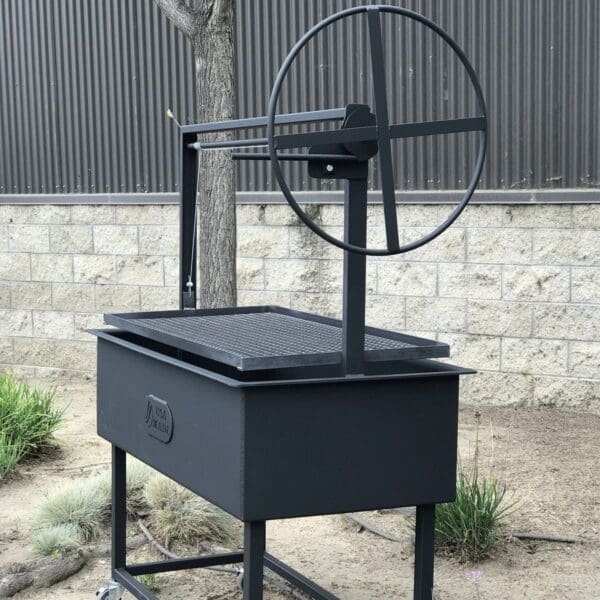 Gaucho grill with legs for live fire cooking
