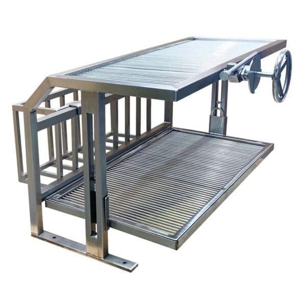 Argentine grill with top rack and brasero for fireplace