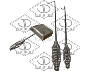 stainless hand shovel meat hook or pig tail and fire poker or stoker