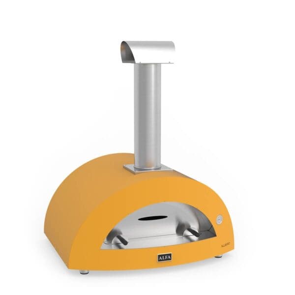 Italian pizza oven in bright yellow