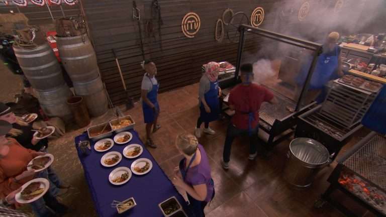 Master Chef Blue team cooking on Argentine Style Grills