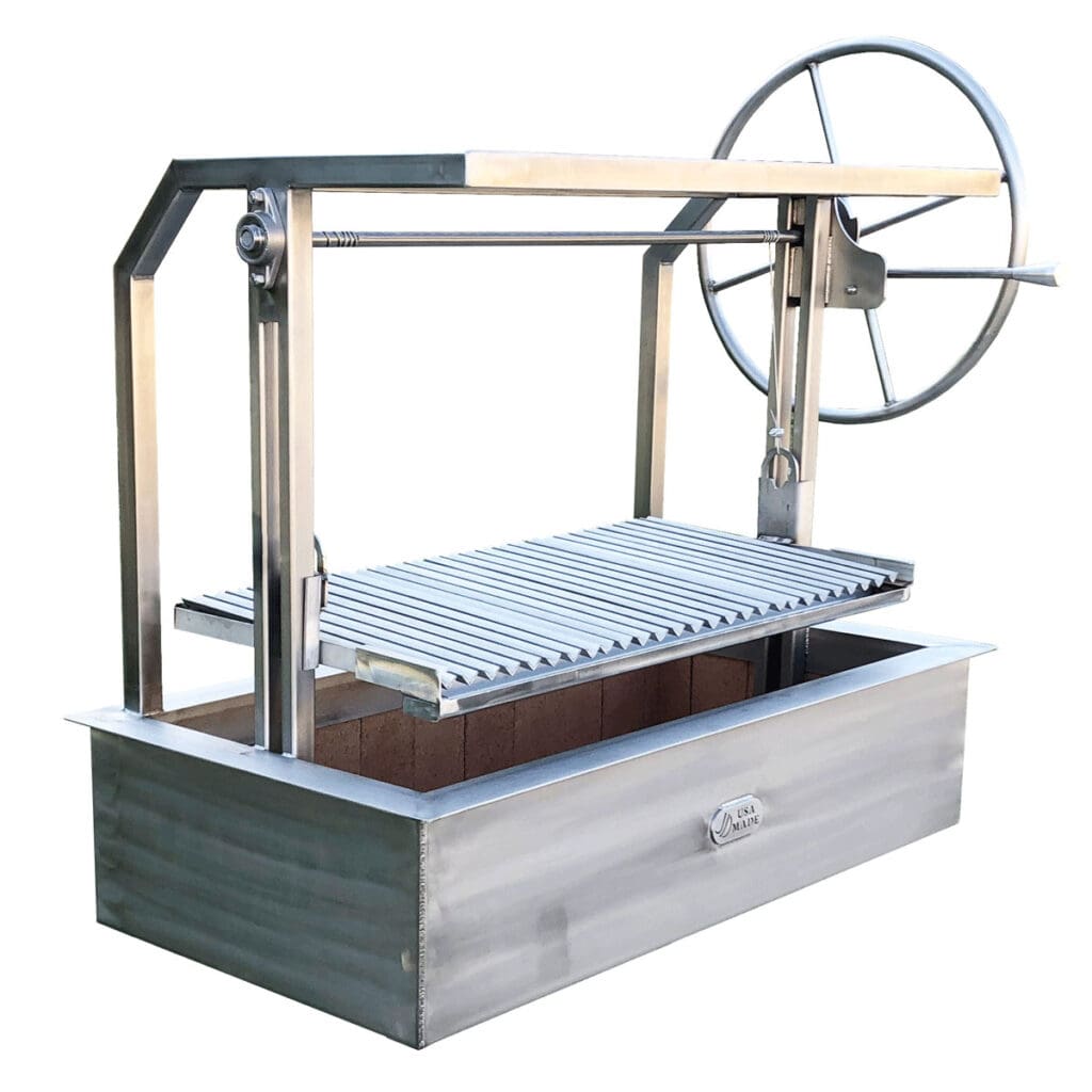 Stainless grill box for dropping into an outdoor kitchen.