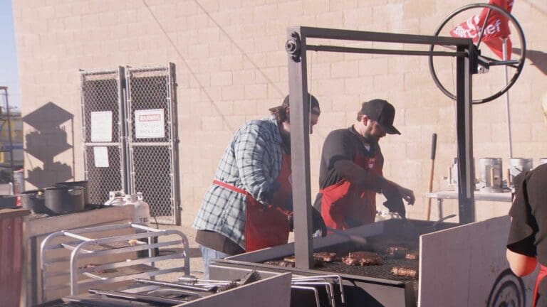 master chef red team using charcoal grills