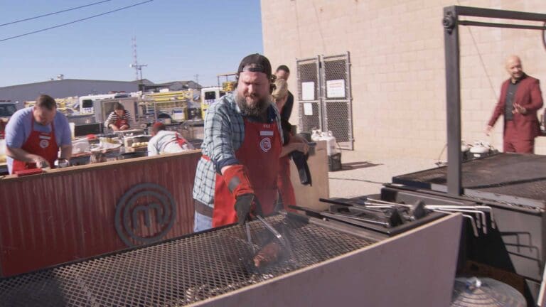 master chef usa red team cooking on santa maria grills